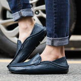 Winter Warm Fur Loafers Genuine Leather Handmade Driving Men's Shoes Casual Solid Slip-On Breathable MartLion   