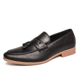Tassels Men's Loafers Casual Dress Shoes Microfiber Leather Formal Footwear Mart Lion Black 38 