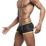 Classic Men's Underwear Sporty Breathable Mesh Boxer Briefs Transparent Underpants Gay Sissy Shorts MartLion   