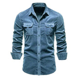 Single Breasted Casual Mode Corduroy Shirts Slim Shirt Her MartLion   