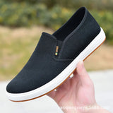 Men's Canvas Shoe Casual Sneaker Light Slip-on Vulcanized Flats Loafers Black Trainers Hombre MartLion black 39 