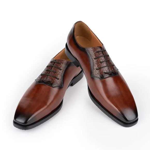 Luxury Men's Oxford Genuine Leather Shoes Office Wedding Formal Lace Up Dress MartLion brown 39 