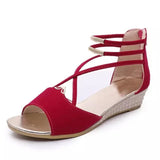 Peep toe Sandals Women Summer Shoes Wedges Summer Ladies Wedge Black Red Blue MartLion   