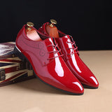Luxury Shoes Men's Formal Oxford Leather Dress Pointed Wedding Mart Lion Red 37 