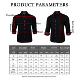 Men's Shirt Long Sleeve Black Solid Red Paisley Color Contrast Dress Shirt Button-down Collar Clothing MartLion   