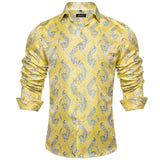 Style Long Sleeve Shirts Men's Luxury Green Paisley Social Dress Shirt Clothing MartLion CYC-2014 S 