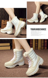 Women Boots Waterproof Snow Boots Warm Plush Winter Shoes Mid-calf Non-slip Winter Female MartLion   