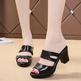 Women's Open Toe Slippers Design All Match Breathable Comfy Thick High Heel Slippers Sandels  Summer Home