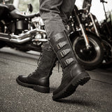 Men's Military Tactical Boots Motorcycle Leather Footwear Cowboy Casual Shoes Gothic Punk Mart Lion   