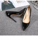 Women Pointed Toe Pumps Patent Leather Dress Red 11CM High Heels Boat Shoes Mart Lion   