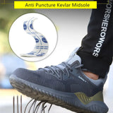 work safety shoes anti smashing anti puncture lightweight work breathable safety sneakers men's protective work MartLion   