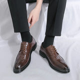 Men's  Leather Shoes Formal Dress Shoes Point-Toe Shoes Hollow Out Breathable Office Oxfords MartLion   