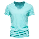 Outdoor Casual T-shirt Men's Pure Cotton Breathable Crewneck Slim Short Sleeve Mart Lion Green EU size S 