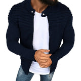 Men's Collar Jackets Black Lightweight Sweatshirts Full Zip Up Neck Long Sleeve Tops with Pocket Winter Outwear Jacket MartLion Navy XXL 