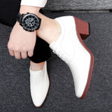 Men's Spring White Wedding High Heels Red Office Dress Oxfords Leather Formal Shoes Luxury Pointed Footwear MartLion   