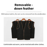 Classic Thousand Bird Plaid Wool Coat Medium Long Double breasted British Style Detachable Down Tank Coat Men's MartLion   