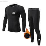  Men's Fitness Thermal Underwear Skin Layer Fleece Compression Gym Sweat Track Field Tights Running suit Sportswear kids MartLion - Mart Lion