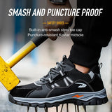 anti puncture black work shoes breathable safety men's work sneakers with iron toe anti slip protective work MartLion   