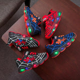 Spiderman LED Light Shoes Boys and Girls Light Kids Sports Shoes Mesh MartLion   