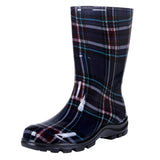 Summer Women's Rain Boots Waterproof Outdoor Work Anti-Slip Home Soft Rubber Shoes MartLion Plaid Navy 37 CHINA