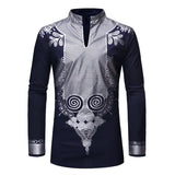 Men African Clothes Dashiki Print Shirt Fashion Brand African Men Business Casual Pullovers Work Office Shirts Male Clothing MartLion FZ38 navy blue S 