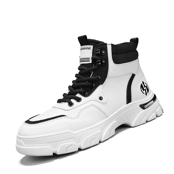 White Winter Work Short Boots for Men British Motorcycle Boots Outdoor Sports Casual Shoes MartLion