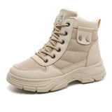 High Top Padded Women's Boots Casual Outdoor Snow Classic Faux Fur Cotton Shoes Anti-slip Footwear MartLion Khaki 35 