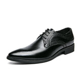 Classic Brown Men's Derby Shoes Leather Dress Men's Pointed Toe Formal Zapatos Vestir Hombre MartLion black 227 38 CHINA