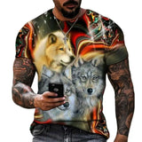 Beast Fierce Lion Wolf 3D T Shirt  Summer Men's Oversized Short Sleeve Black and White MartLion   