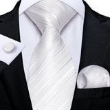 Gray Striped Paisley Silk Ties For Men's Wedding Accessories 8cm Neck Tie Pocket Square Cufflinks Gift MartLion SJT-7459  