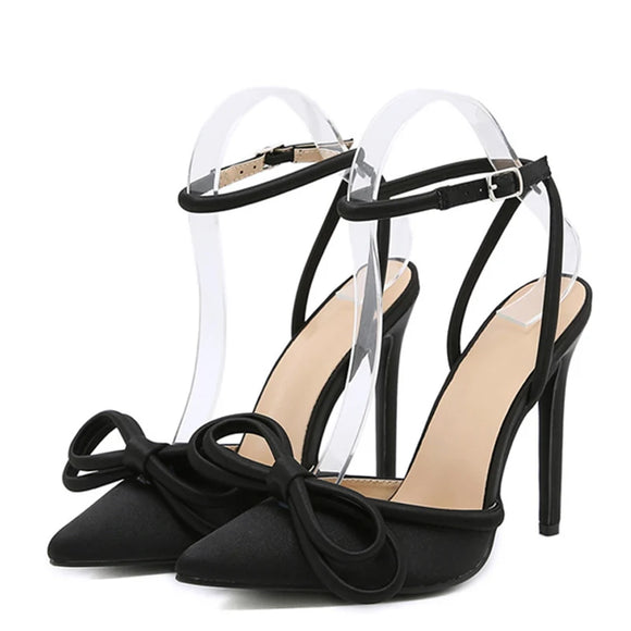 Liyke Butterfly Thin High Heels Pointed Toe Ankle Buckle Strap Women Pumps Sandals Party Dress Shoes Stiletto MartLion Black 35 China