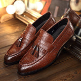 Men's Crocodile Grain classic Tessels Moccasins Genuine Leather Casual Loafers Flats Shoes Mart Lion   