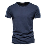 Outdoor Casual T-shirt Men's Pure Cotton Breathable Street Wear Short Sleeve Mart Lion Navy Blue EU size S 