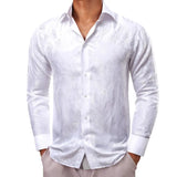 Luxury Shirts Men's Silk Satin Beige Plaid  Long Sleeve Slim Fit Blouses Trun Down Collar Tops Breathable Clothing MartLion   