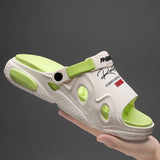 Men's Slippers Summer EVA Soft-soled Platform Slides Sandals Indoor Outdoor Walking Beach Shoes Flip Flops MartLion White green 36-37(23.5CM) 