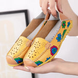 Spring Autumn Women Flats Split Leather Shoes Slip on Ballet Flats Flats Print Moccasins Loafers MartLion   