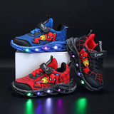 LED Casual Sneakers Red Black For Spring Boys Cartoon Mesh Outdoor Shoes Children Lighted Non-slip MartLion   