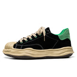 Green Casual Sneakers Men's Spring Vulcanized Shoes Street Hip Hop Canvas Platform Footwear MartLion Black R001A 44 CHINA