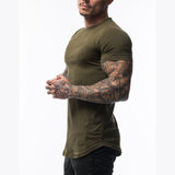 Gym Clothing Sports T Shirt Men's Cotton Breathable Fitness Short Sleeve Running Summer Tight homme Mart Lion Army Green M 