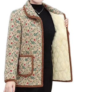Middle-Aged Elderly Mothers Add Velvet Thicken Outerwear Warm Cotton-Padded Jacket Winter Loose Cotton Women Jacket MartLion   