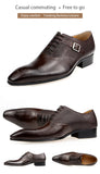 Men's Casual Shoes Model Exquisite Genuine Leather Lace-up Handmade Buckle Black Brown Color MartLion   