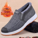 Old Beijing Cotton Shoes Men's One Step Anti slip Soft Sole Plush Thickened and Warm Elderly Cotton Boots MartLion gray 39 
