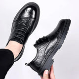 Platform Men's Shoes Luxury Oxford Shoes Casual Lace Up Dress Loafers Moccasins Office MartLion   