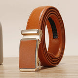 Golden Automatic Buckle Belt Men's and Women Universal Casual Red Blue Green Black White Female Waistband MartLion Orange CHINA 90cm