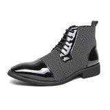 Black White Formal Shoes for Men Pointed Toe Leather Wedding Shoes High-top Dress Shoes Zapatos De Cuero MartLion heibai 9712 38 CHINA