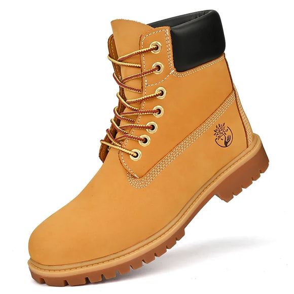 Boots Men High Top Boots Men's Leather Shoes Winter Warm Shoes Outdoor Sneakers Lace Up Non-Slip Ankle Boots Male MartLion