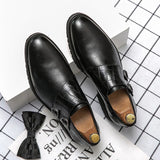 British Style Brown Dress Shoes Men's Pointed Toe Leather Casual MartLion   
