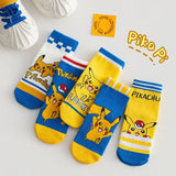 Pokemon Kids Sneakers Anime Pikachu Sport Running Shoes Basketball Breathable Tennis Casual Children's Lightweight MartLion 5 pairs socks 28 (insole 17.6cm) 