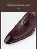 Luxury Men's Oxford Shoes Classic Style Dress Leather Lace Up Pointed Toe Formal Wedding MartLion   