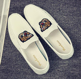 Men's Leather Casual Shoes Spring Summer Trend Lightweight Tiger Embroidery Cool Loafers Driving Mart Lion   